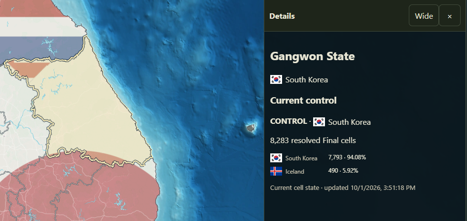 Sector inspector showing the territory distribution in Gangwon